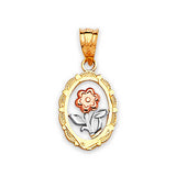 Flower Ladies Pendant in 14K Tri-Color Gold