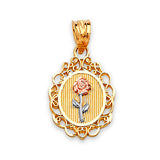 Flower Ladies Pendant in 14K Tri-Color Gold