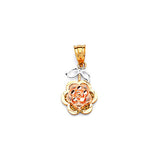 Flower Ladies Pendant in 14K Tri-Color Gold