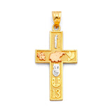 Symbols Ladies Pendant in 14K Tri-Color Gold