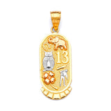 Symbols Ladies Pendant in 14K Tri-Color Gold