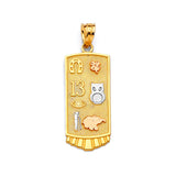 Symbols Ladies Pendant in 14K Tri-Color Gold