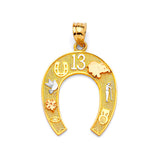 Symbols Ladies Pendant in 14K Tri-Color Gold