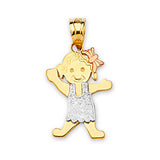 Girls Pendant in 14K Tri-Color Gold