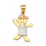 Boys Pendant in 14K Tri-Color Gold