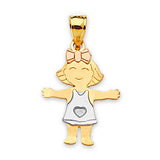 Girls Pendant in 14K Tri-Color Gold