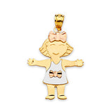 Girls Pendant in 14K Tri-Color Gold