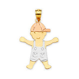 Boys Pendant in 14K Tri-Color Gold