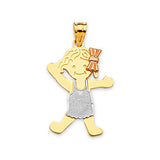 Girls Pendant in 14K Tri-Color Gold