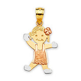 Girls Pendant in 14K Tri-Color Gold