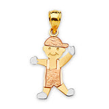 Boys Pendant in 14K Tri-Color Gold