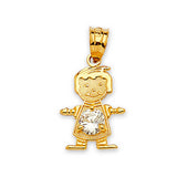 White CZ Boys Pendant in 14K Gold