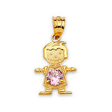 Pink CZ Boys Pendant in 14K Gold