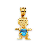 Blue CZ Boys Pendant in 14K Gold