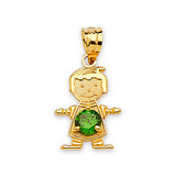 Green CZ Boys Pendant in 14K Gold