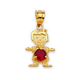 Red CZ Boys Pendant in 14K Gold