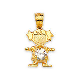 White CZ Girls Pendant in 14K Gold