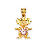 Pink CZ Girls Pendant in 14K Gold