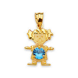 Blue CZ Girls Pendant in 14K Gold