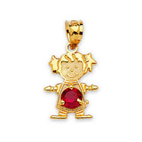 Red CZ Girls Pendant in 14K Gold