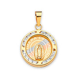 White CZ Guadalupe Pendant in 14K Tri-Color Gold