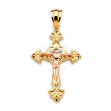 White CZ Crucifix Pendant in 14K Two-Tone Gold
