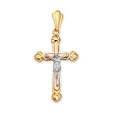 Crucifix Pendant in 14K Tri-Color Gold