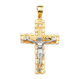 White CZ Crucifix Pendant in 14K Two-Tone Gold