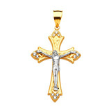 White CZ Crucifix Pendant in 14K Two-Tone Gold
