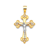 White CZ Crucifix Pendant in 14K Two-Tone Gold