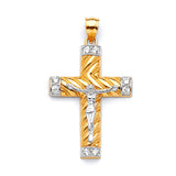 White CZ Crucifix Pendant in 14K Two-Tone Gold