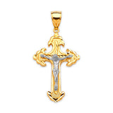 Crucifix Pendant in 14K Two-Tone Gold