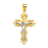 Crucifix Pendant in 14K Two-Tone Gold