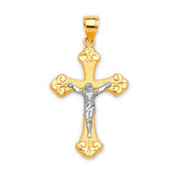 Crucifix Pendant in 14K Two-Tone Gold