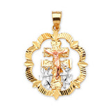 Crucifix Pendant in 14K Tri-Color Gold