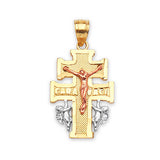 Crucifix Pendant in 14K Tri-Color Gold
