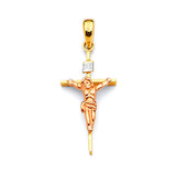 Crucifix Pendant in 14K Tri-Color Gold