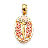 White CZ Jesucristo Pendant in 14K Two-Tone Gold