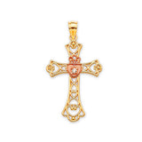 White CZ Cross Pendant in 14K Two-Tone Gold