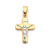 Crucifix Pendant in 14K Two-Tone Gold
