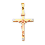 Crucifix Pendant in 14K Tri-Color Gold
