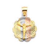 Jesucristo Pendant in 14K Tri-Color Gold