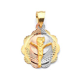 Jesucristo Pendant in 14K Tri-Color Gold