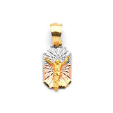 Jesucristo Ladies Pendant in 14K Tri-Color Gold