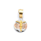 Jesucristo Ladies Pendant in 14K Tri-Color Gold