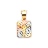 Jesucristo Ladies Pendant in 14K Tri-Color Gold
