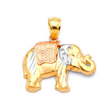 Elephant Ladies Pendant in 14K Tri-Color Gold