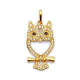Black & White CZ Bird Ladies Pendant in 14K Gold