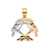 Bird Ladies Pendant in 14K Tri-Color Gold