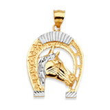 Horse Mens Pendant in 14K Two-Tone Gold